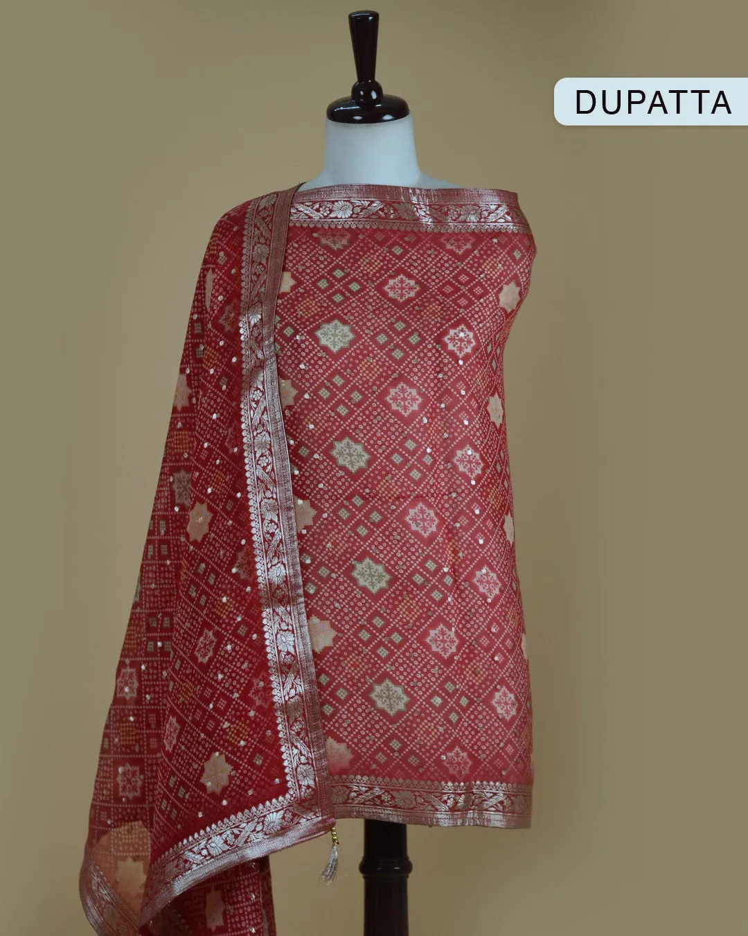 Maroon Silk Viscose Blend Embroidered Unstitched Suit Fabric Set With Organza Woven With Printed Dupatta