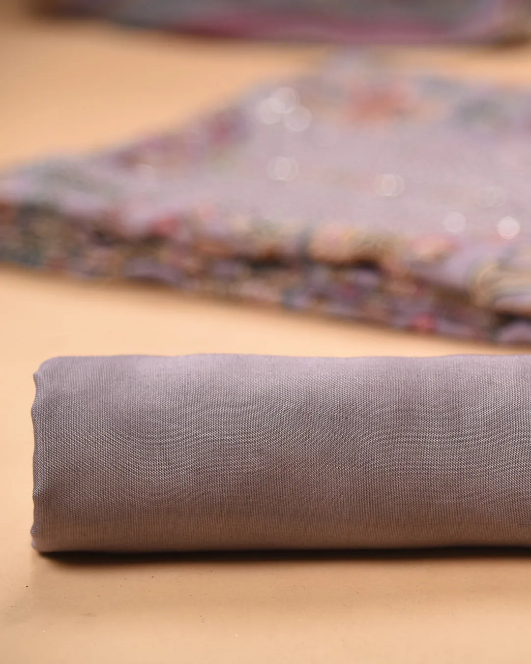 Mauve Muslin Printed With Embroidery Unstitched Suit Fabric Set With Muslin Dupatta