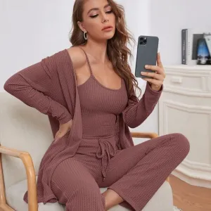 Mauve Waffle Weave 3 Piece Lounge Set