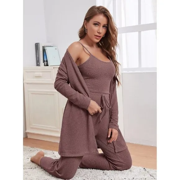 Mauve Waffle Weave 3 Piece Lounge Set