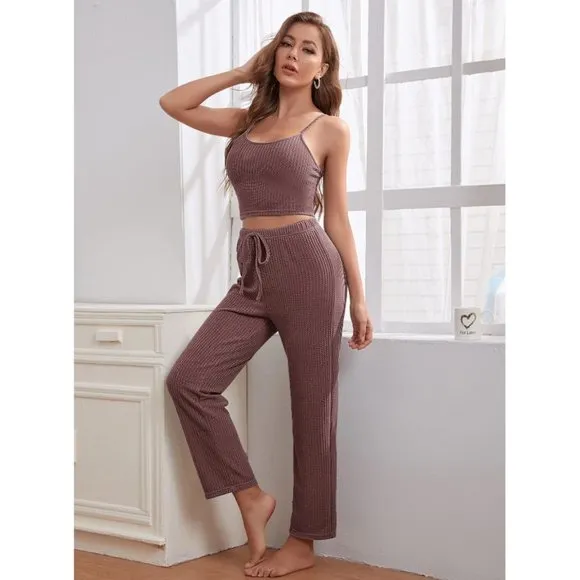 Mauve Waffle Weave 3 Piece Lounge Set
