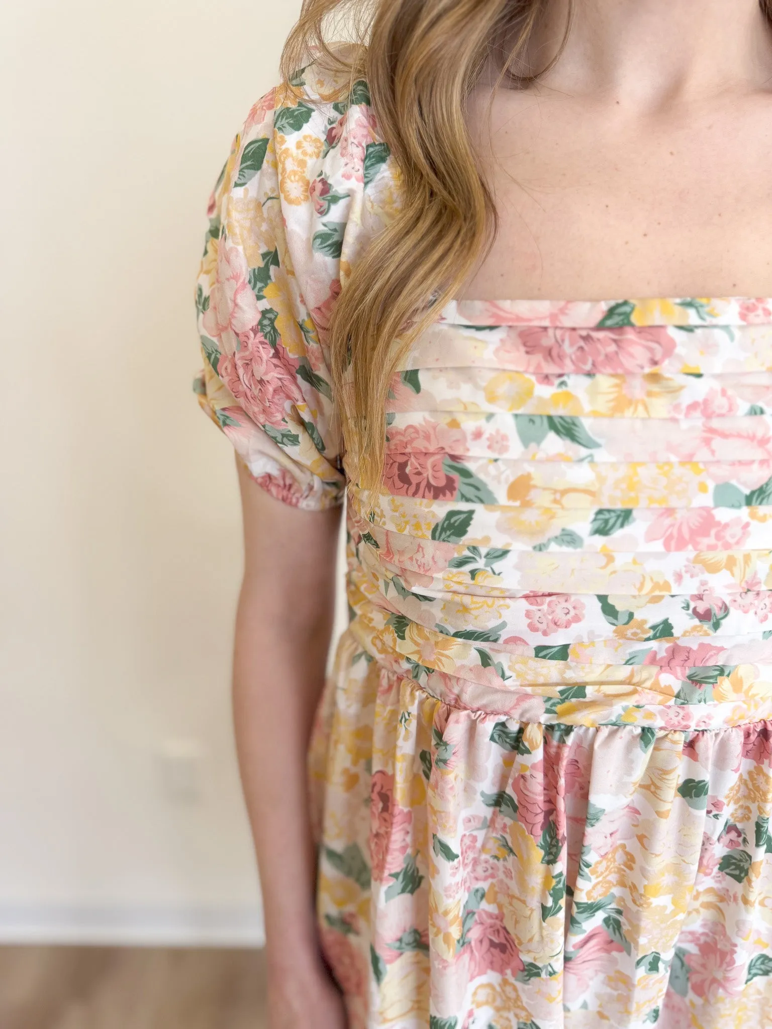 Maven Pleated Bodice Floral Dress