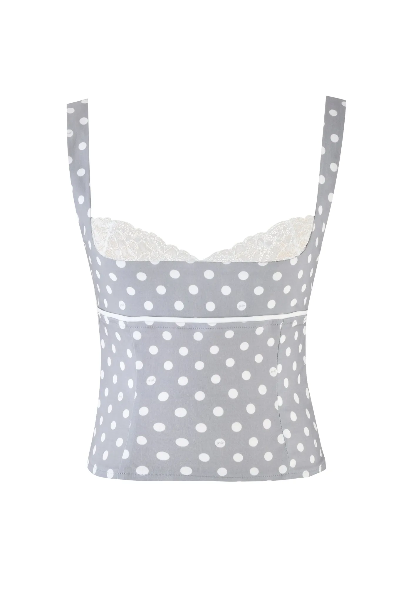 MELDA TOP - GREY : GREY POLKA DOT