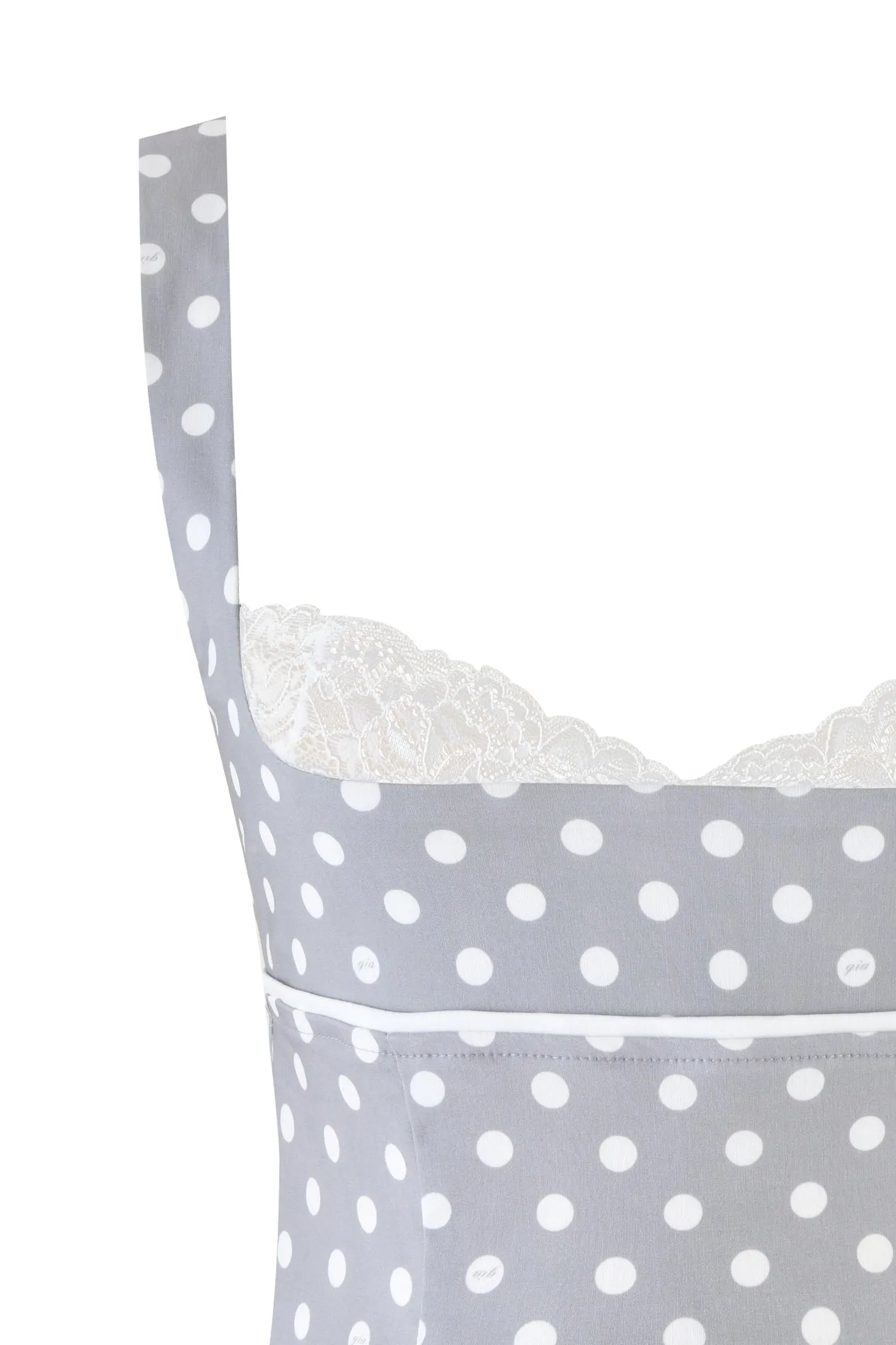 MELDA TOP - GREY : GREY POLKA DOT
