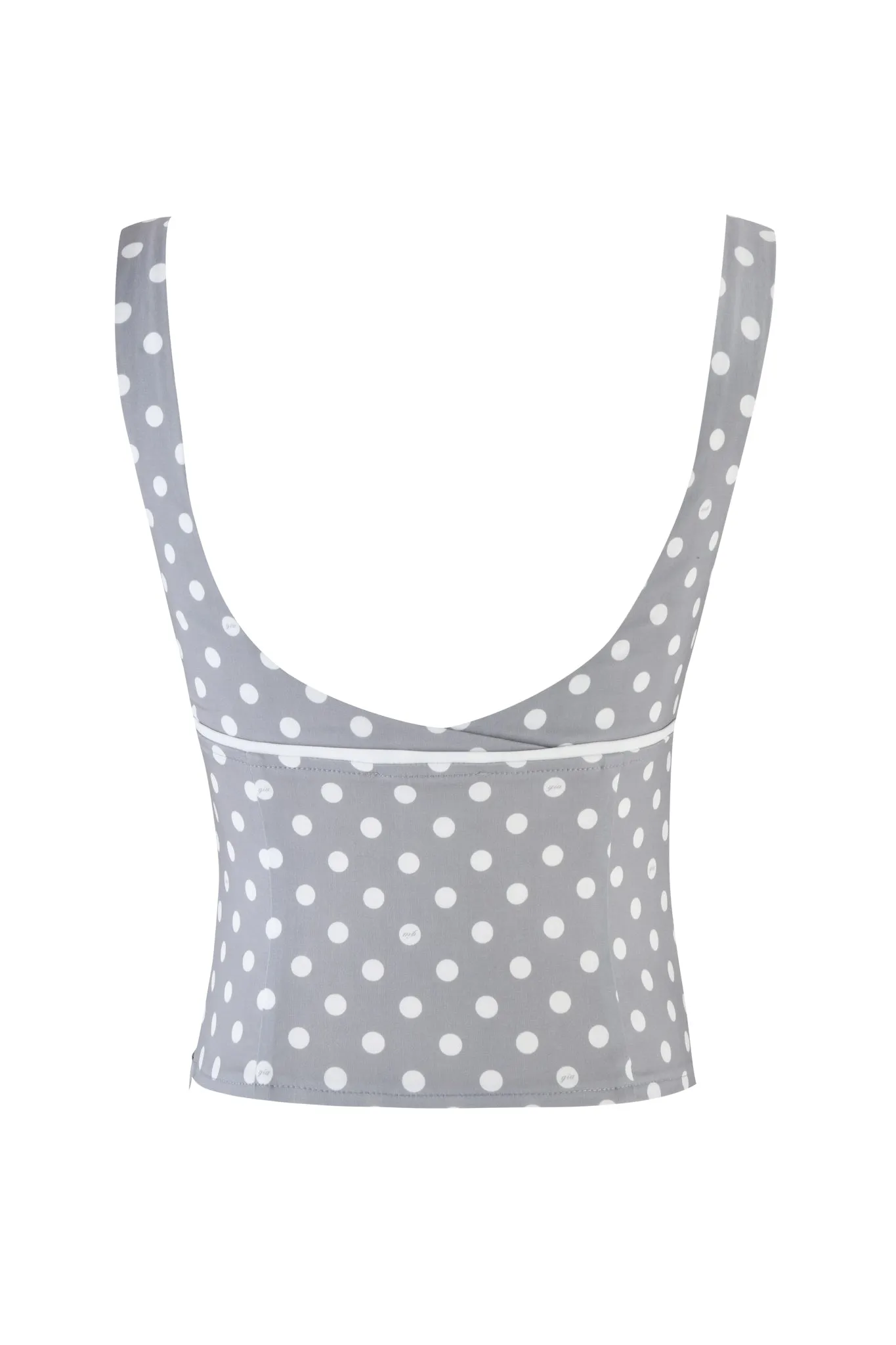 MELDA TOP - GREY : GREY POLKA DOT