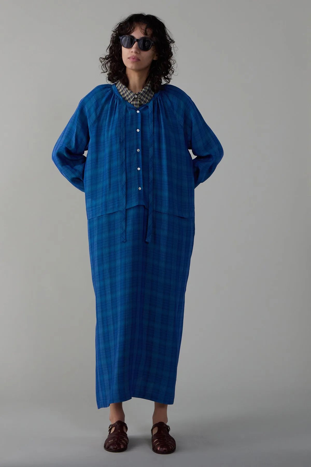 MELINA DRESS | TEAL VISCOSE PLAID