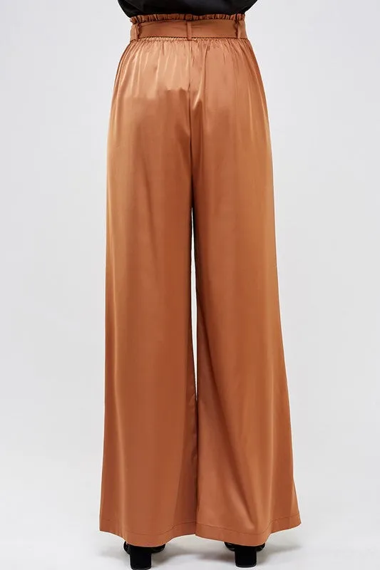 MERIDIAN SATIN WIDE LEG PANTS