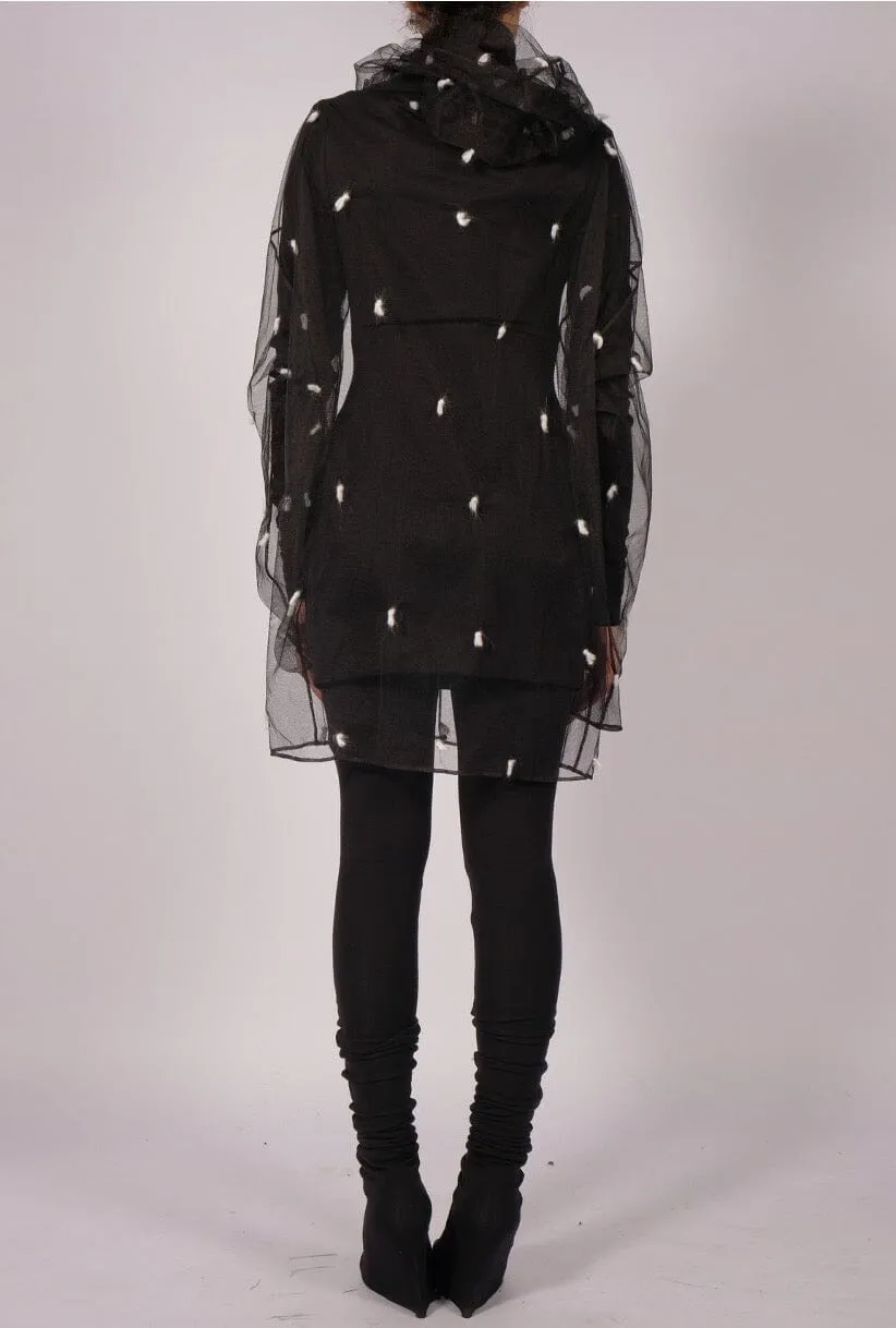 Mesh Polka-Dots Hoodie