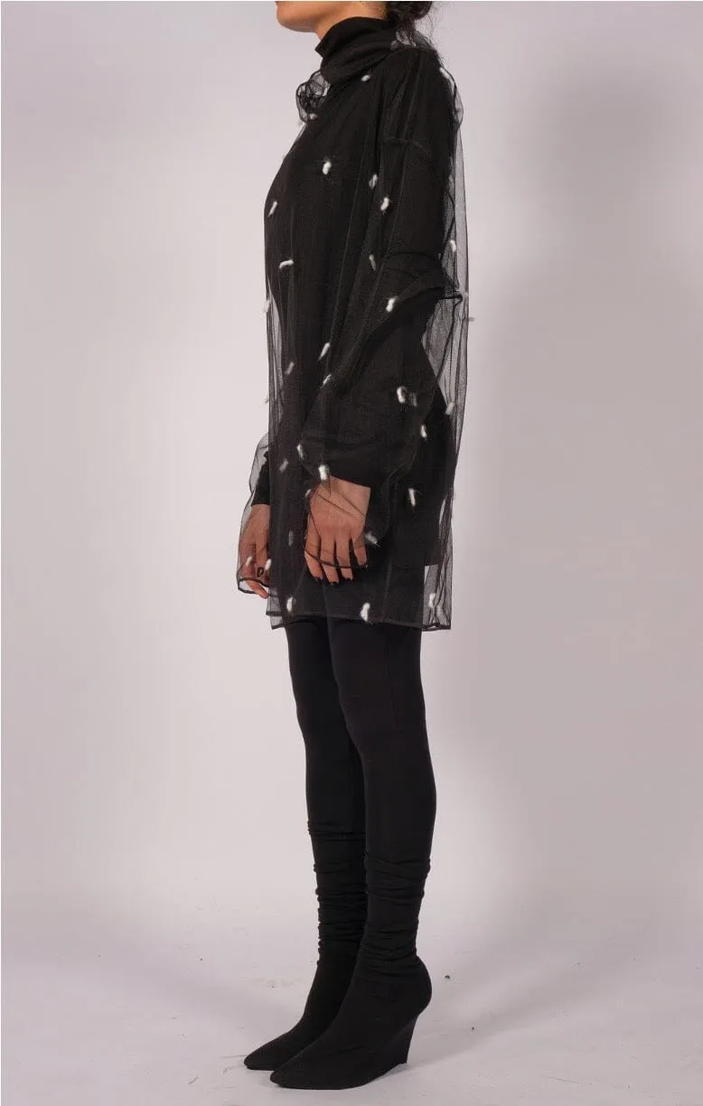 Mesh Polka-Dots Hoodie