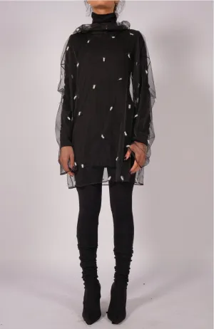 Mesh Polka-Dots Hoodie
