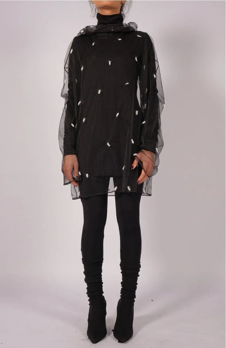 Mesh Polka-Dots Hoodie