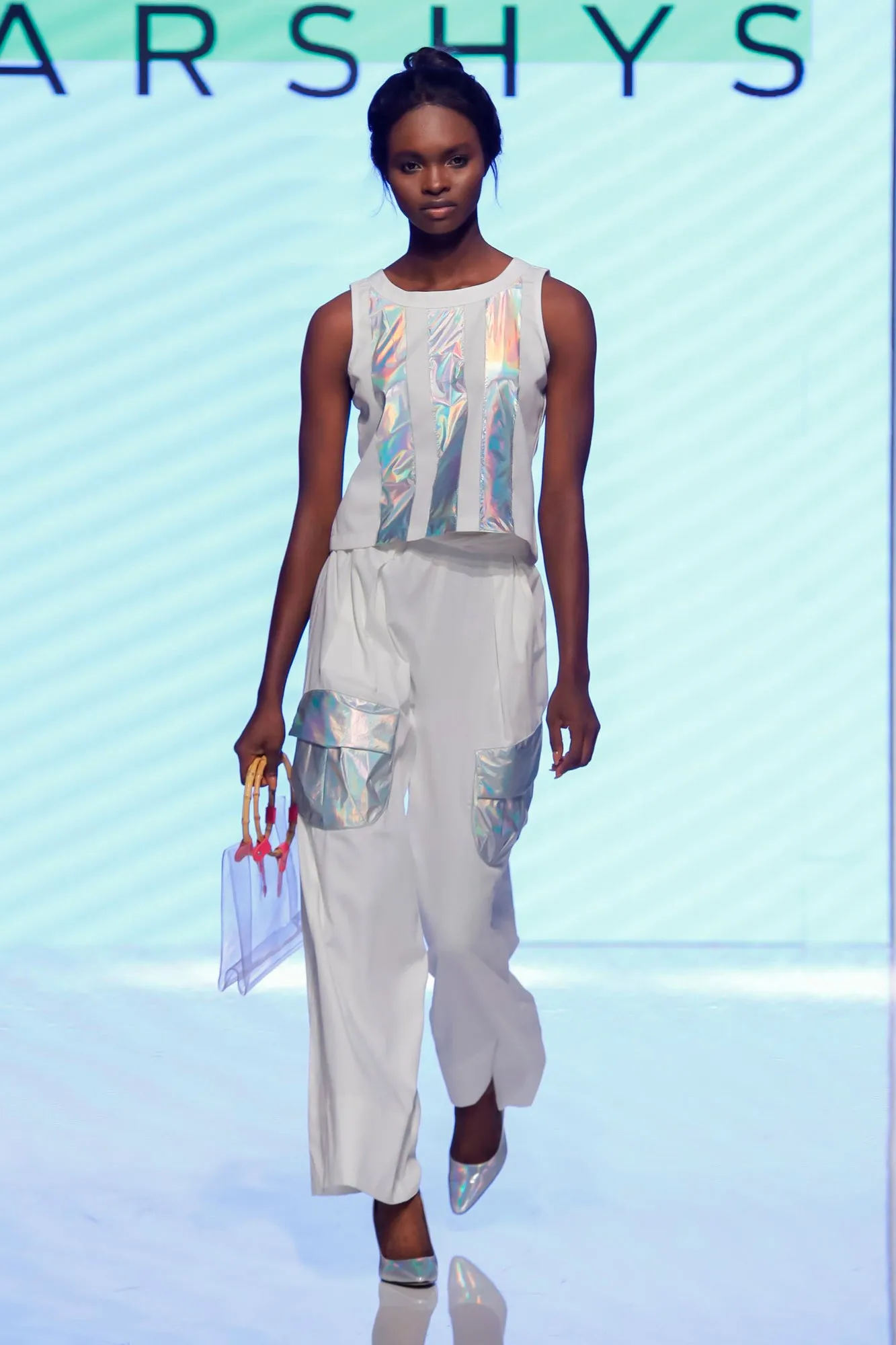 Metallic Top And Pants Set