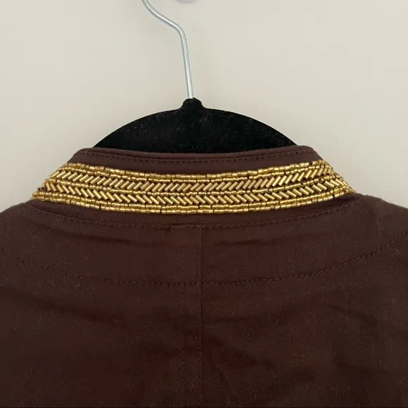Michael Kors Brown Gold Button Beaded Blazer Coat Jacket Size 6