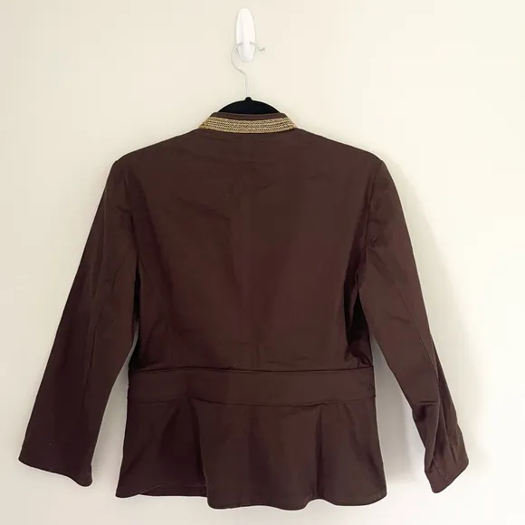 Michael Kors Brown Gold Button Beaded Blazer Coat Jacket Size 6