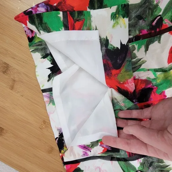 Milly Floral Print Mesh Panels Short Sleeve Bodycon Pencil Multicolor Dress 2