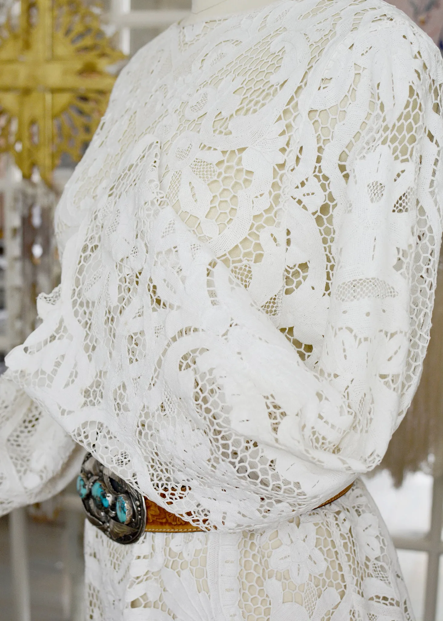 Mirielle Very Fine Antique Hand Made Venetian Lace Dress