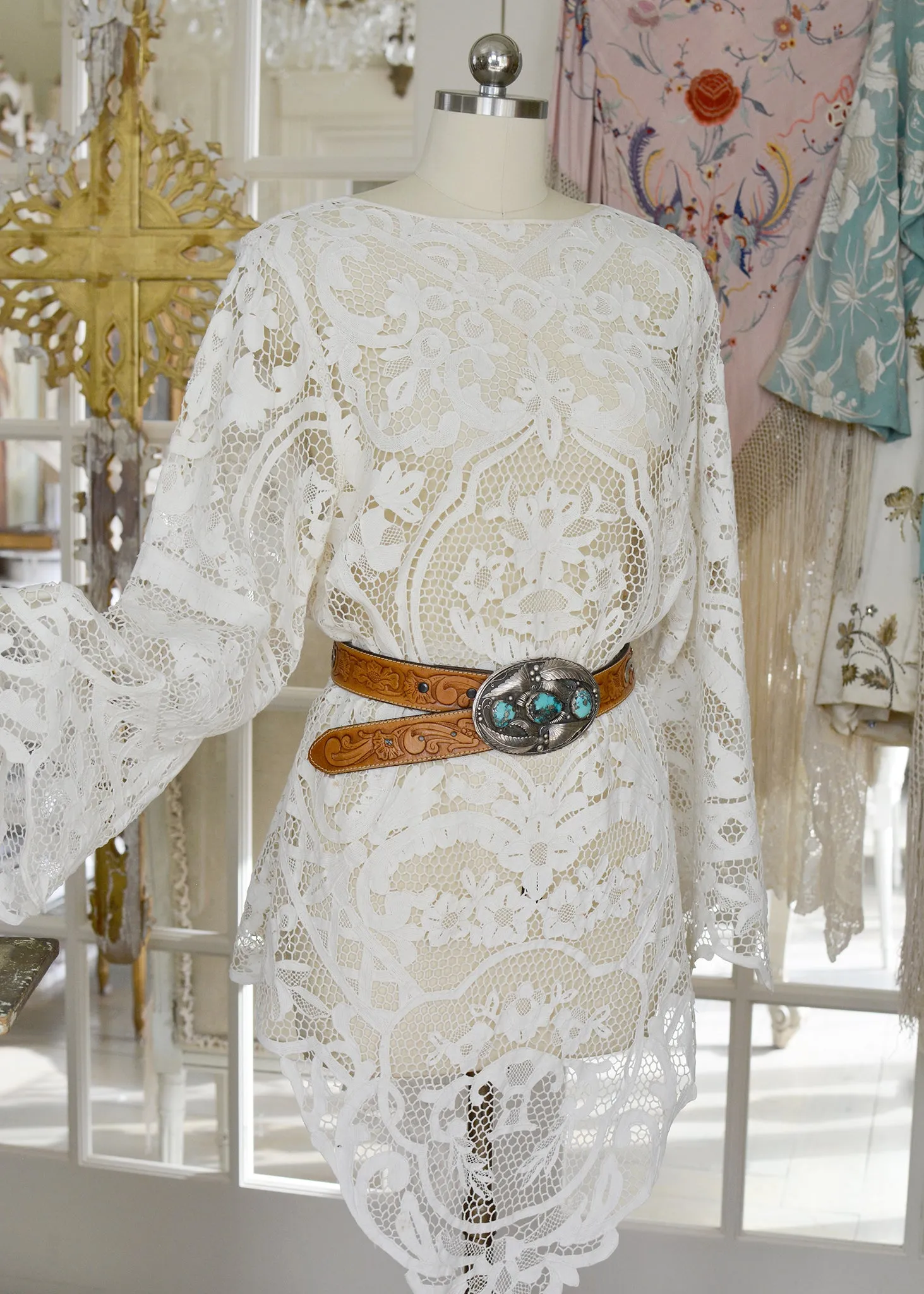 Mirielle Very Fine Antique Hand Made Venetian Lace Dress
