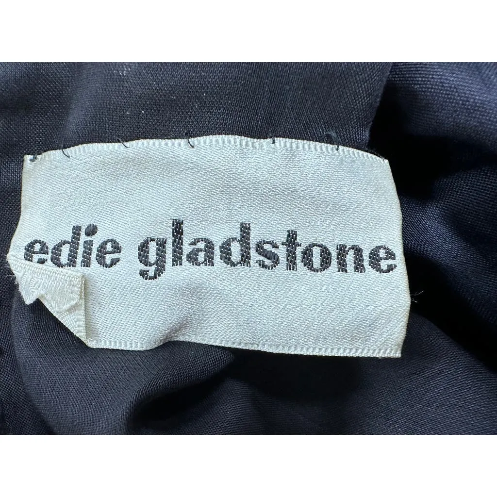 Mob Wife 70s VTG Edie Gladstone Black Dress Gold Red Circle Pattern Sz S