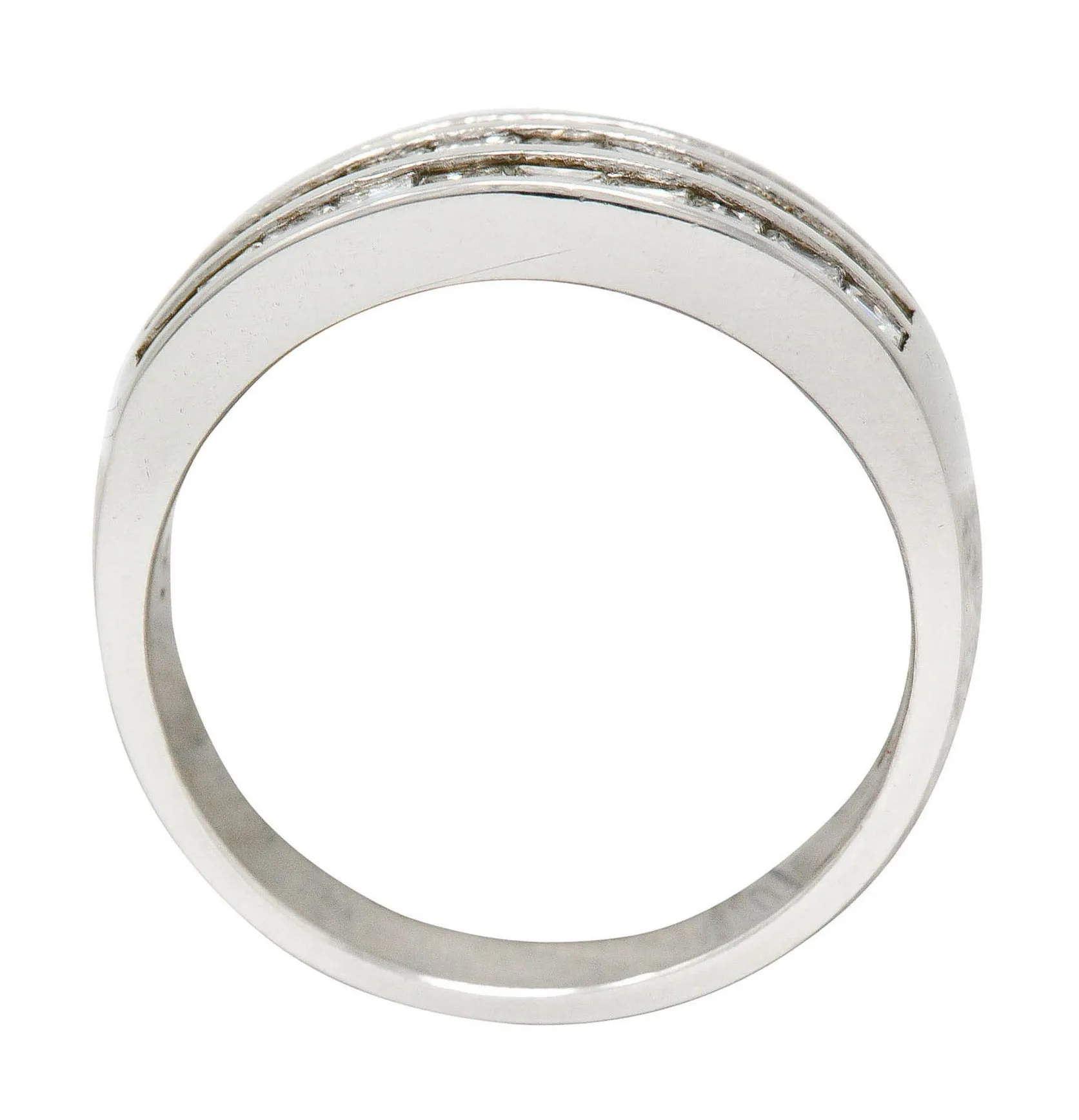 Modern 1.46 CTW Square Step Cut Diamond Platinum Channel Band Ring