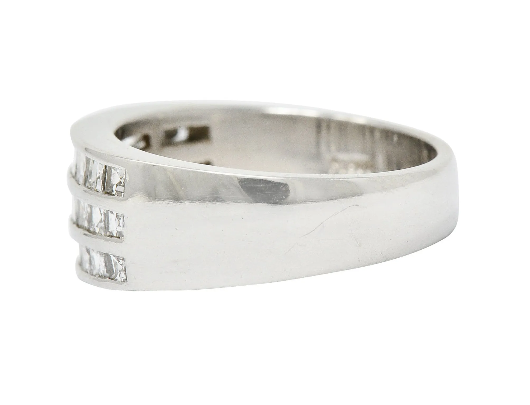 Modern 1.46 CTW Square Step Cut Diamond Platinum Channel Band Ring