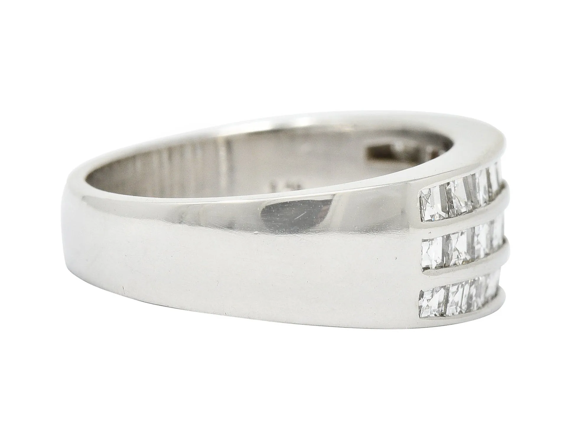 Modern 1.46 CTW Square Step Cut Diamond Platinum Channel Band Ring
