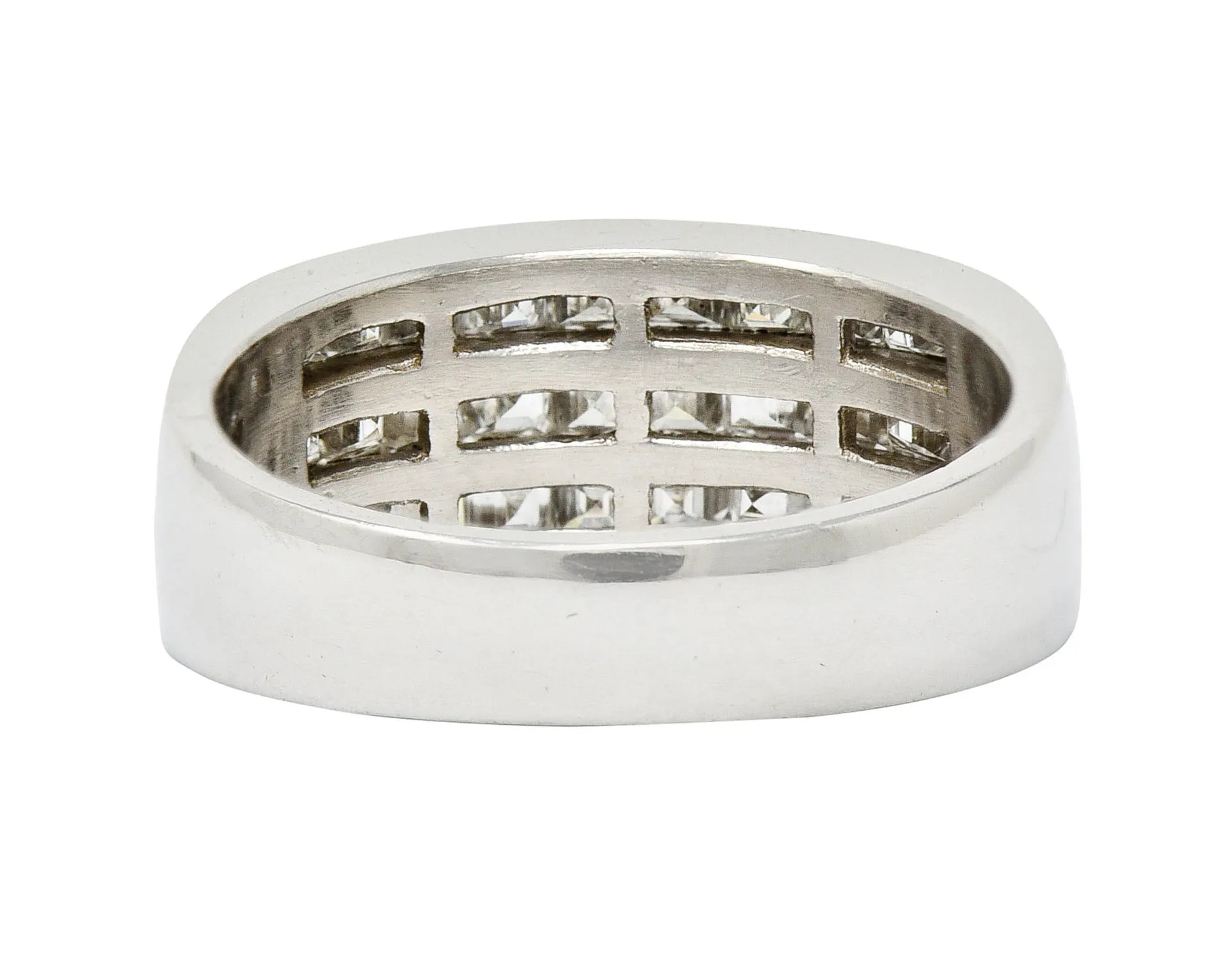 Modern 1.46 CTW Square Step Cut Diamond Platinum Channel Band Ring