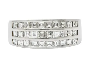 Modern 1.46 CTW Square Step Cut Diamond Platinum Channel Band Ring