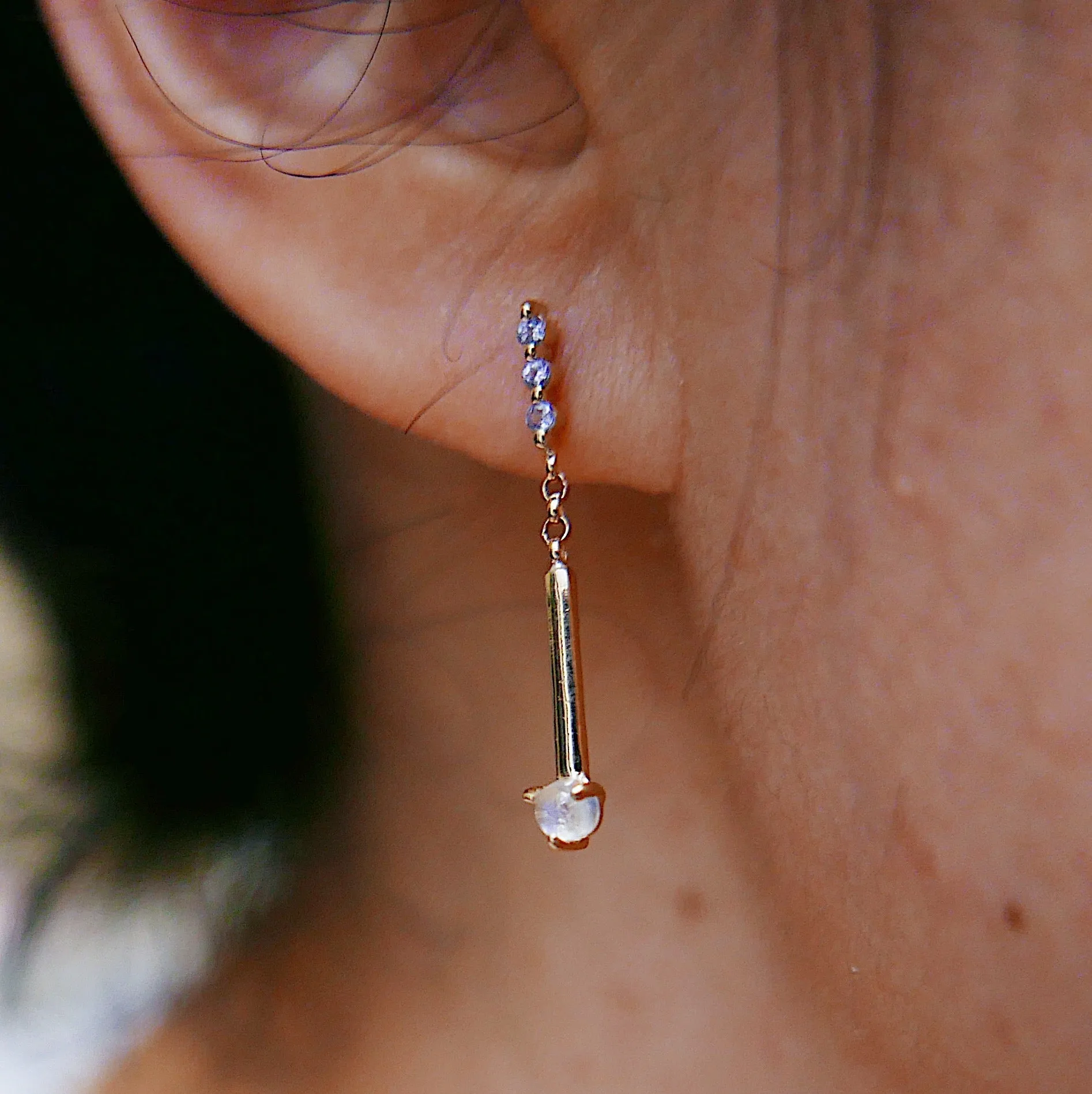 Moonstone Matchstick Earrings