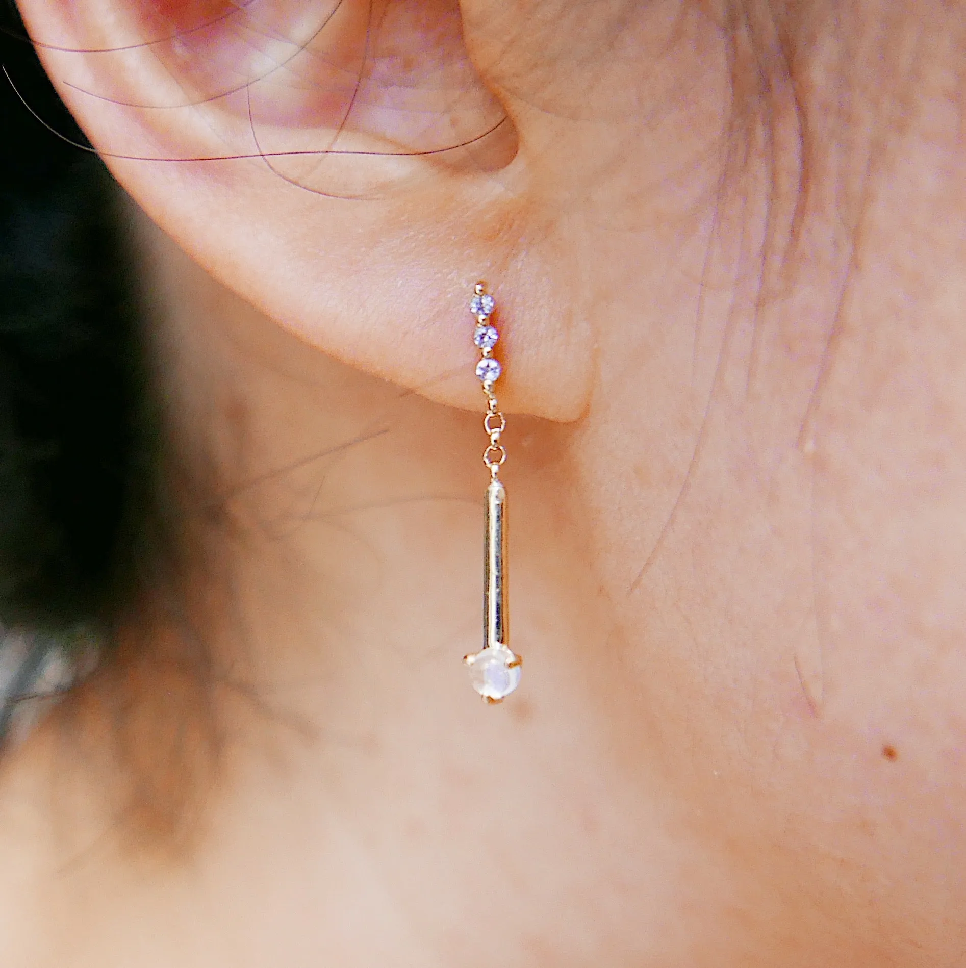 Moonstone Matchstick Earrings