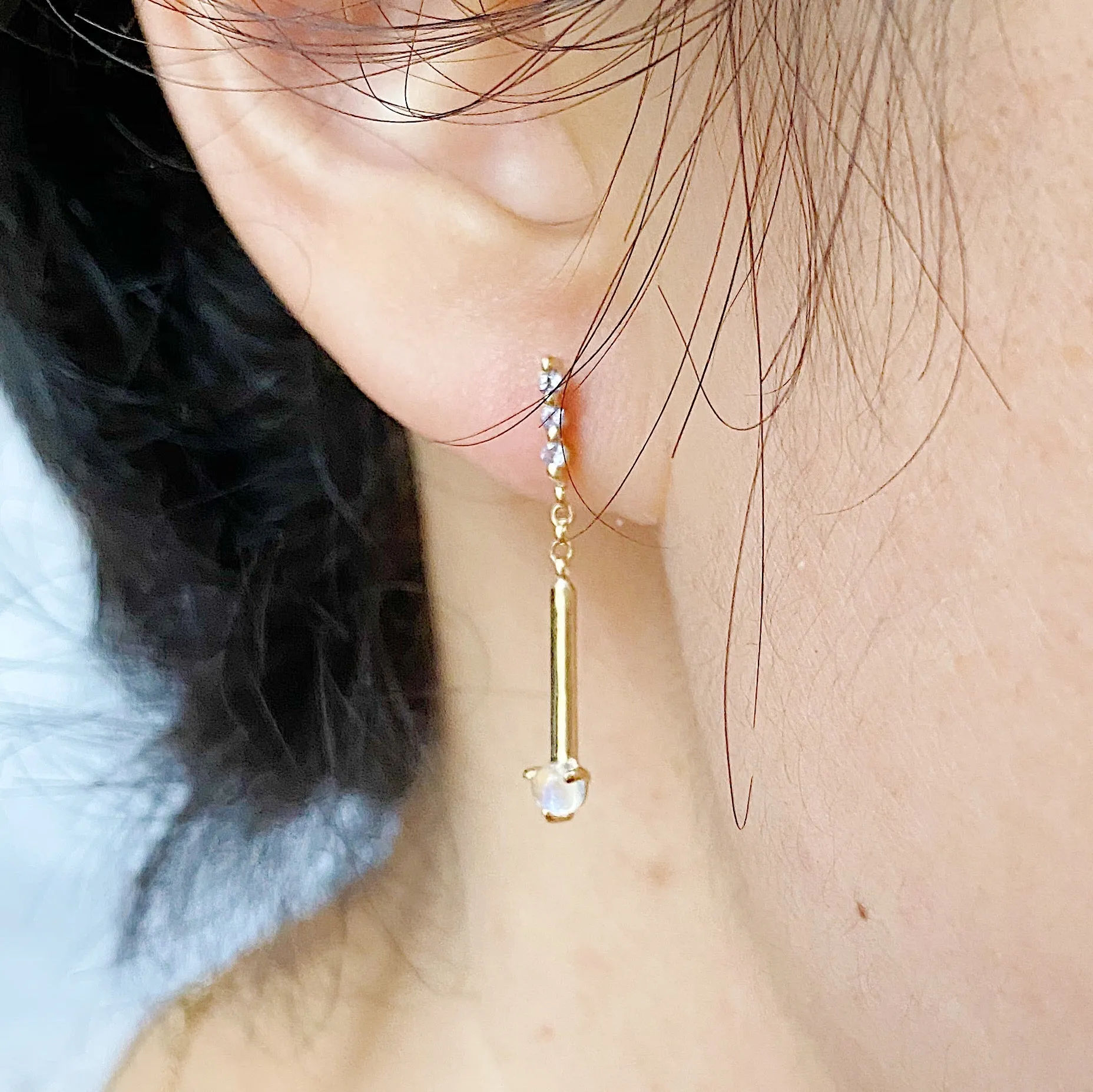 Moonstone Matchstick Earrings