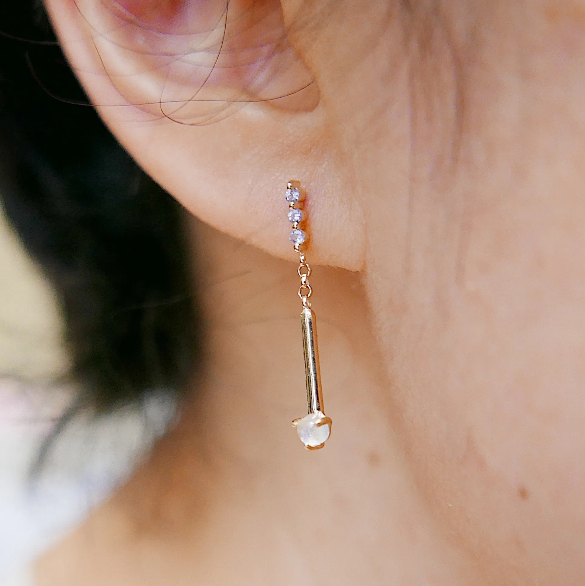 Moonstone Matchstick Earrings