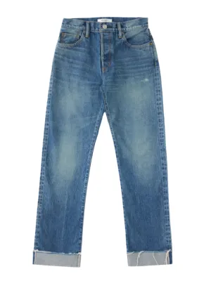 Moussy Vintage Hopewell Selvedge Straight Jeans in Dark Blue