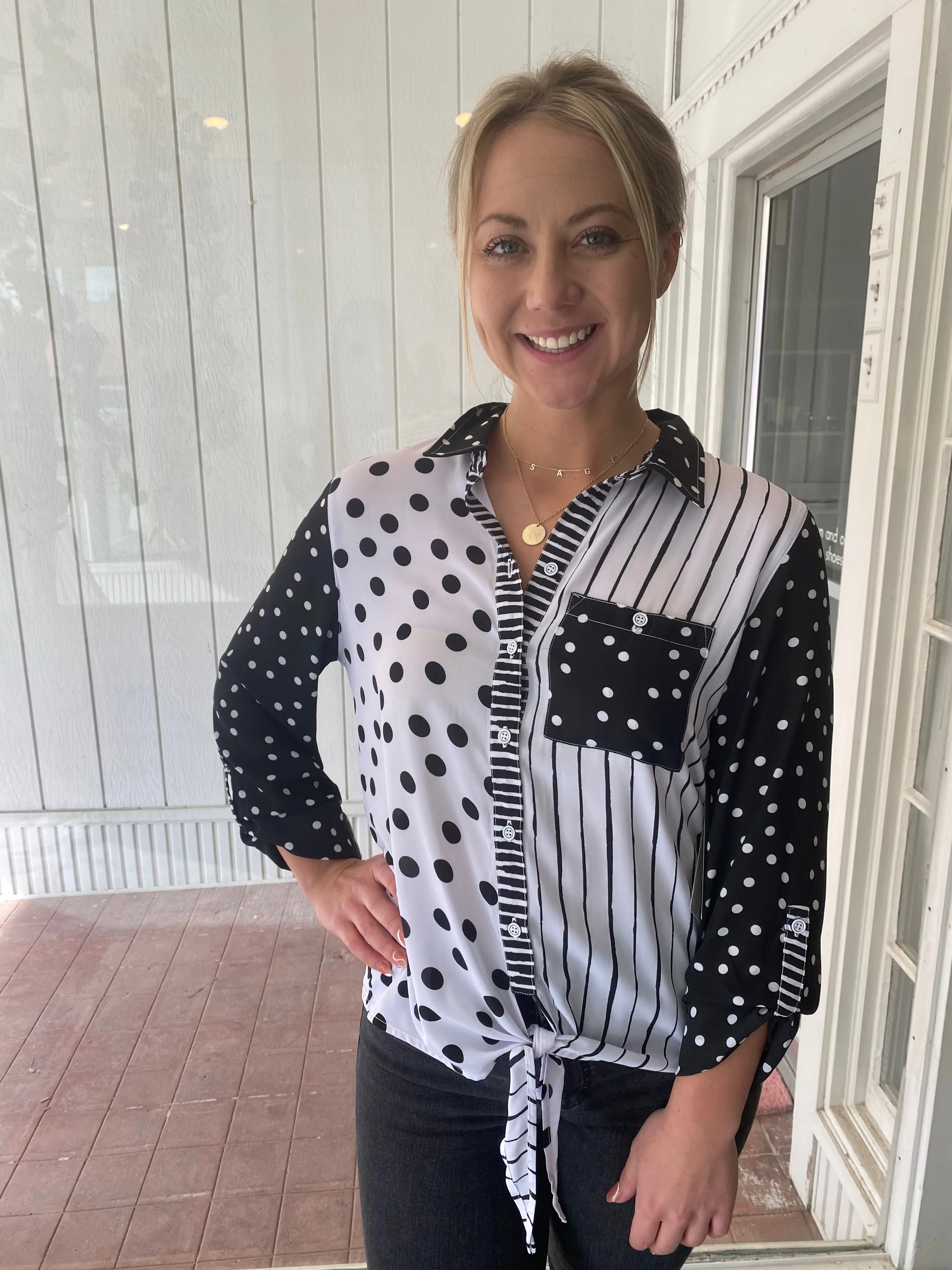 Multi Print Polka Dot Top