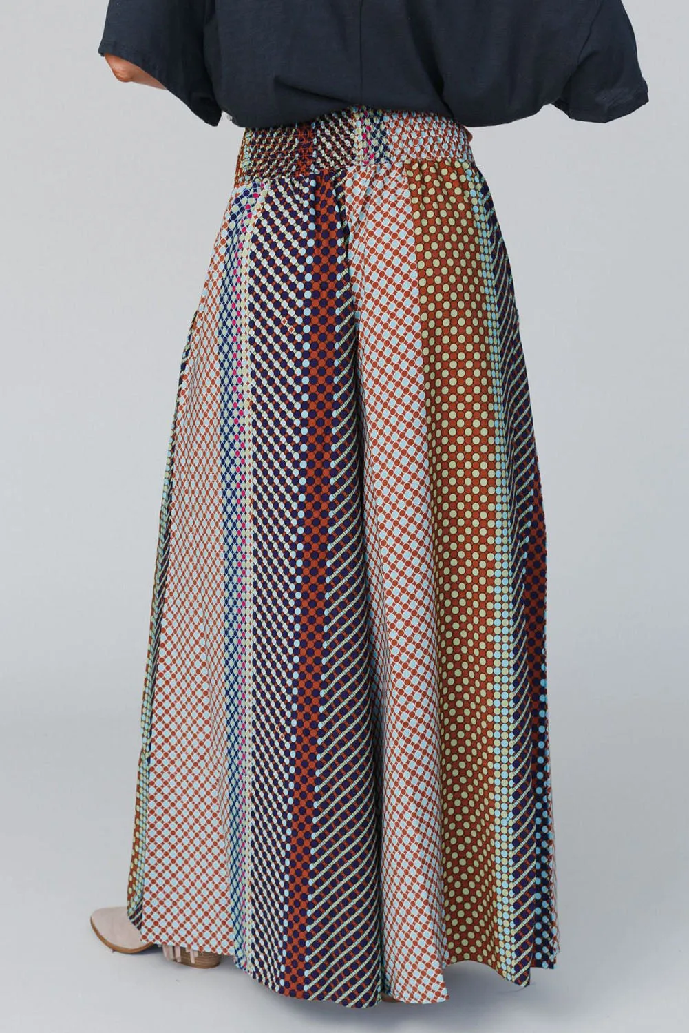 Multicolor Geometric Printed Wide Leg High Waist Pants