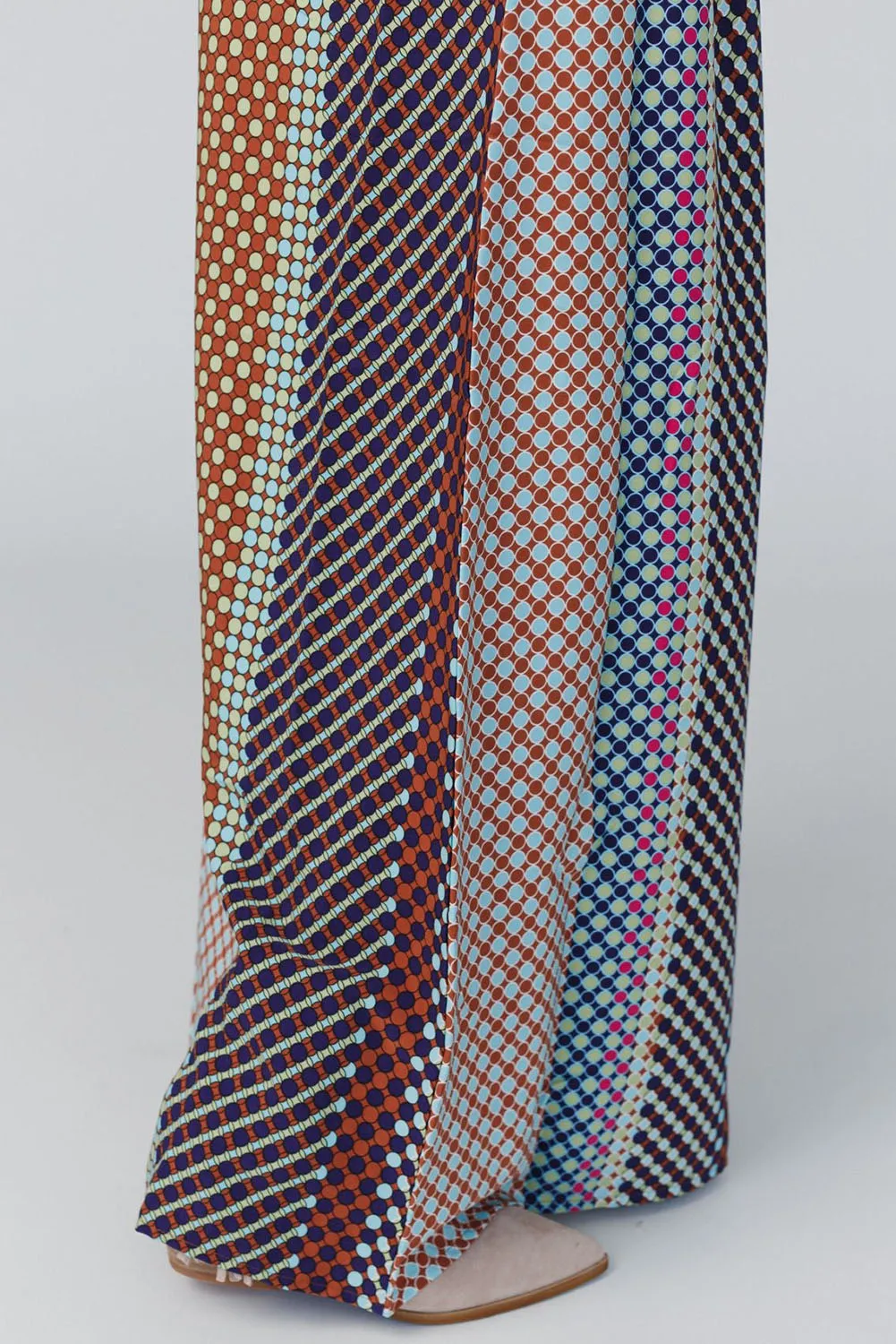 Multicolor Geometric Printed Wide Leg High Waist Pants