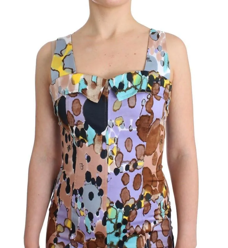 Multicolor printed pencil dress