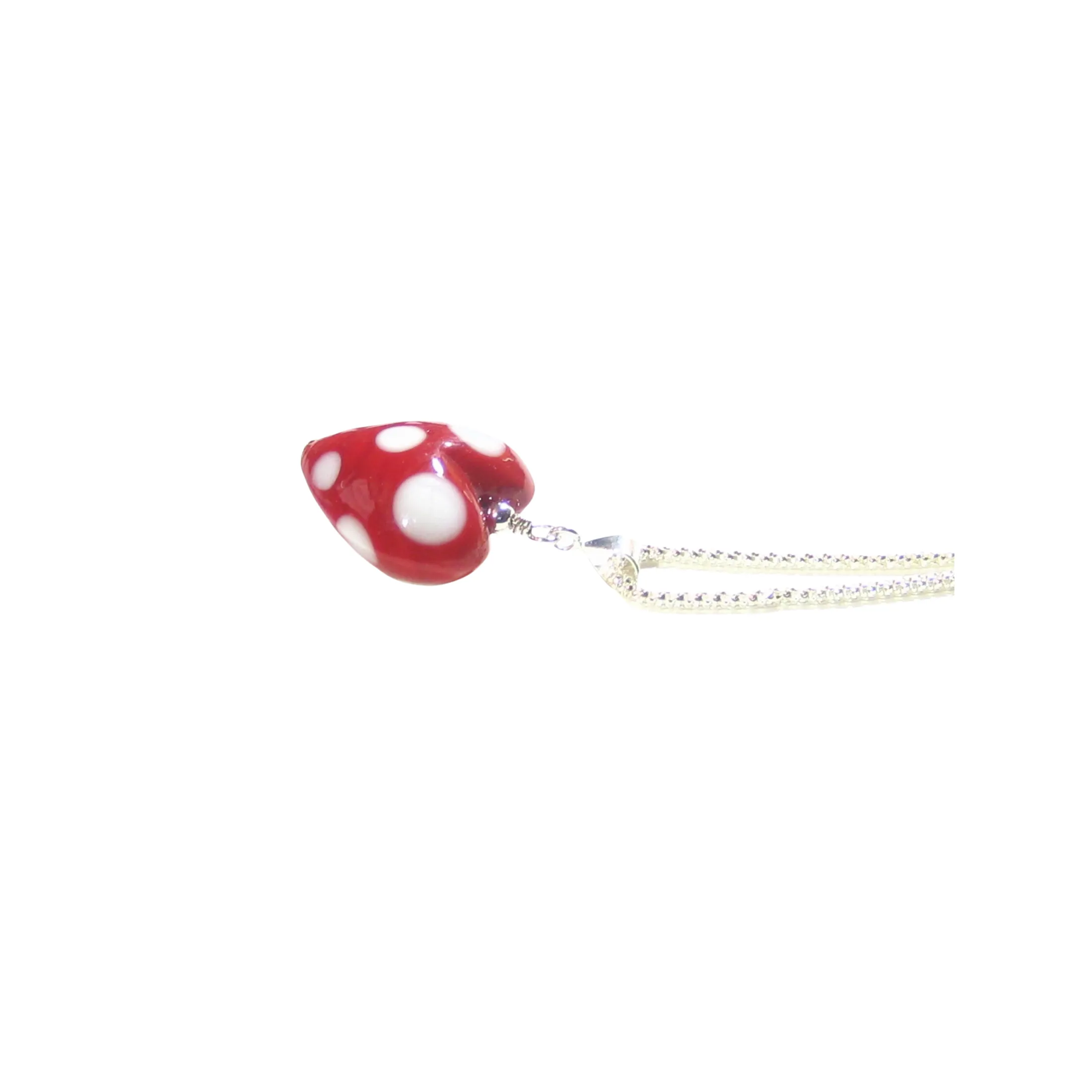 Murano Glass Red Polka Dot Heart Pendant