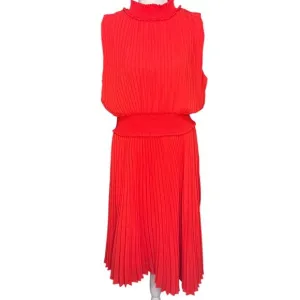 Nanette Lepore Red Pleated Sleeveless Midi Dress, Size 14