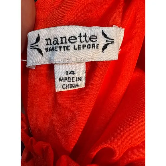 Nanette Lepore Red Pleated Sleeveless Midi Dress, Size 14
