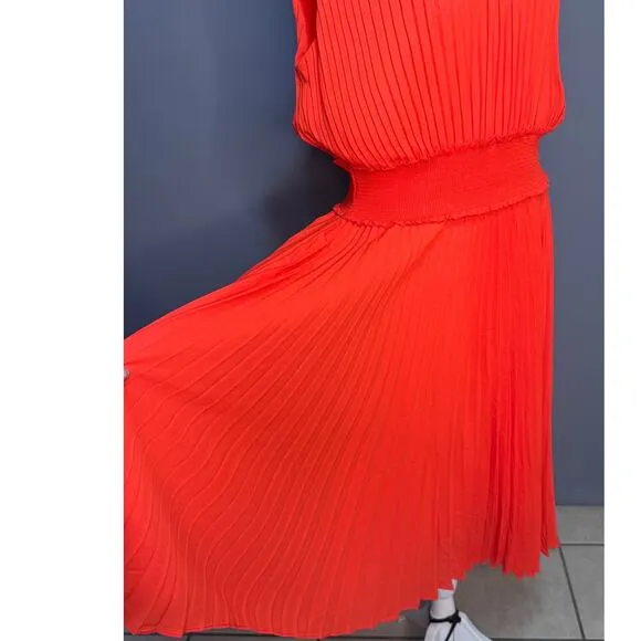 Nanette Lepore Red Pleated Sleeveless Midi Dress, Size 14