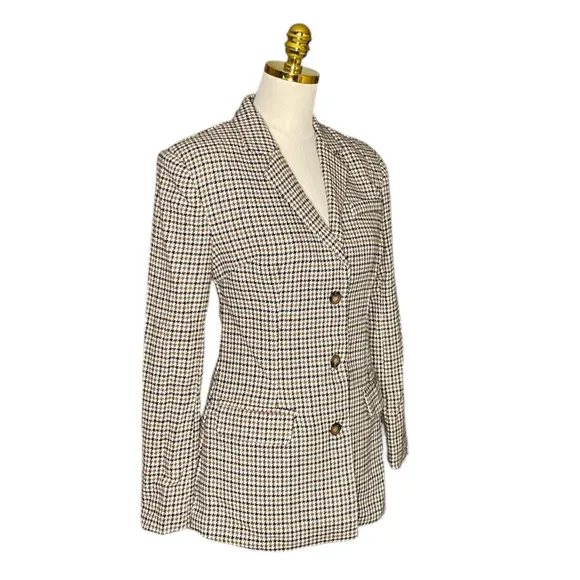 NASTY GAL COLLECTION | Women’s Fitted Waist Houndstooth Blazer Jacket Size 6