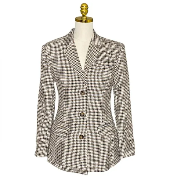 NASTY GAL COLLECTION | Women’s Fitted Waist Houndstooth Blazer Jacket Size 6