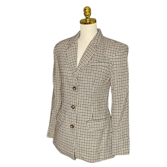 NASTY GAL COLLECTION | Women’s Fitted Waist Houndstooth Blazer Jacket Size 6