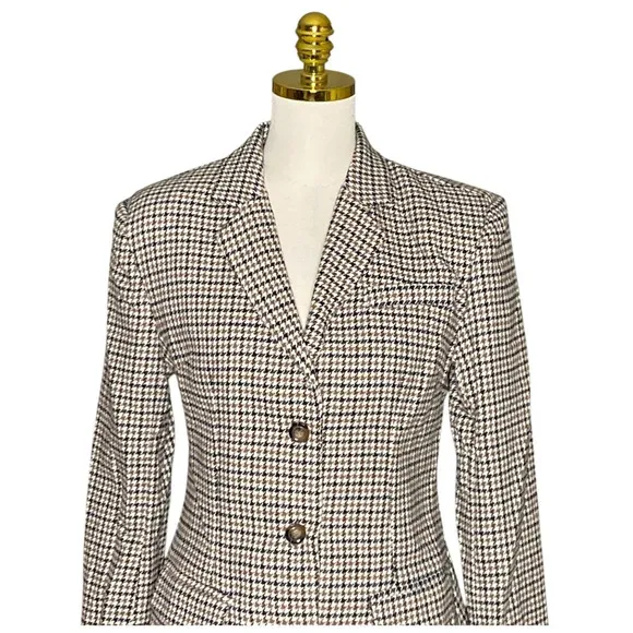 NASTY GAL COLLECTION | Women’s Fitted Waist Houndstooth Blazer Jacket Size 6