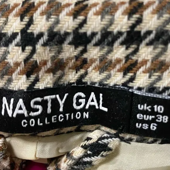 NASTY GAL COLLECTION | Women’s Fitted Waist Houndstooth Blazer Jacket Size 6