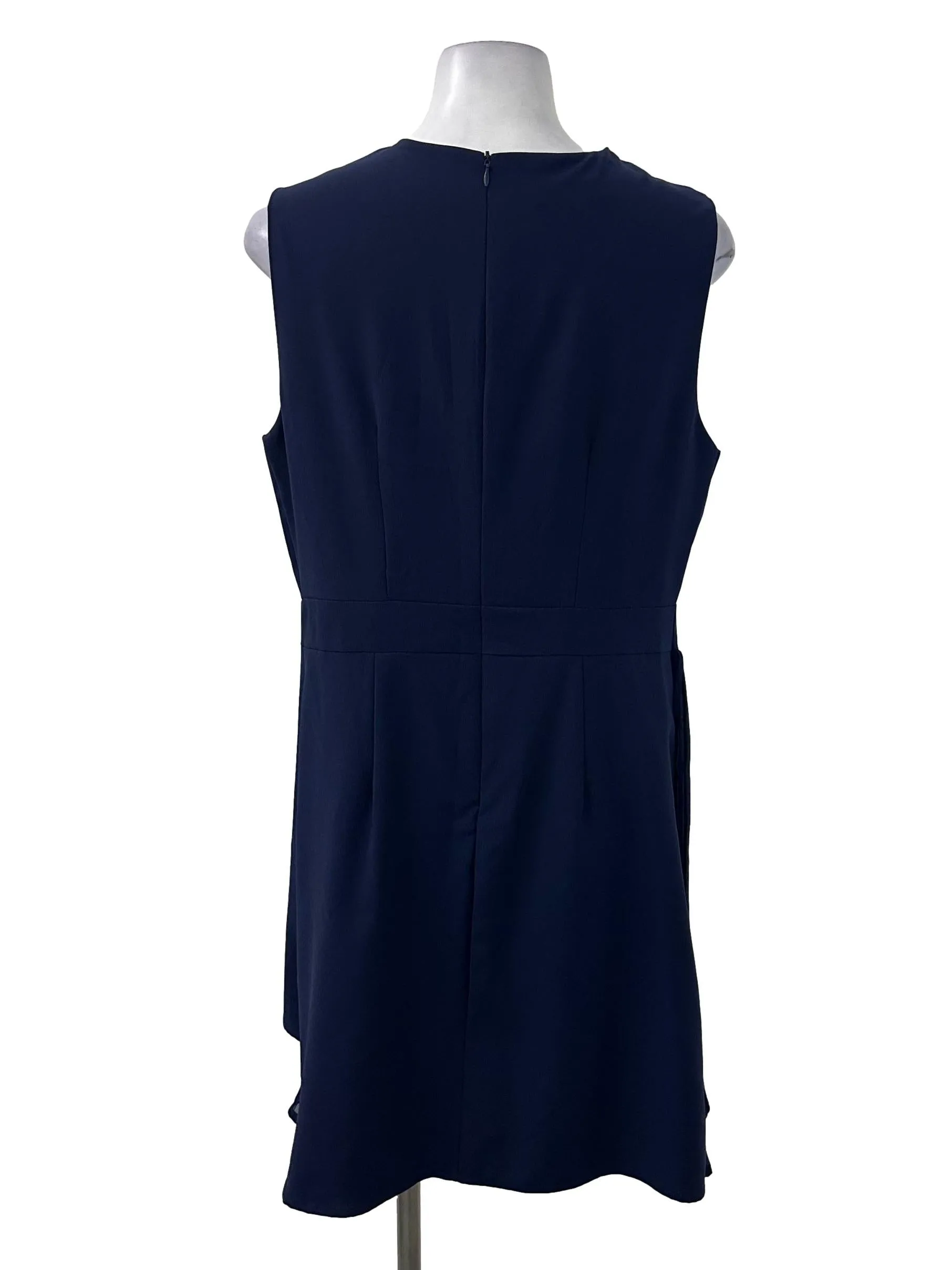 Navy Asymmetric Pleated Dress