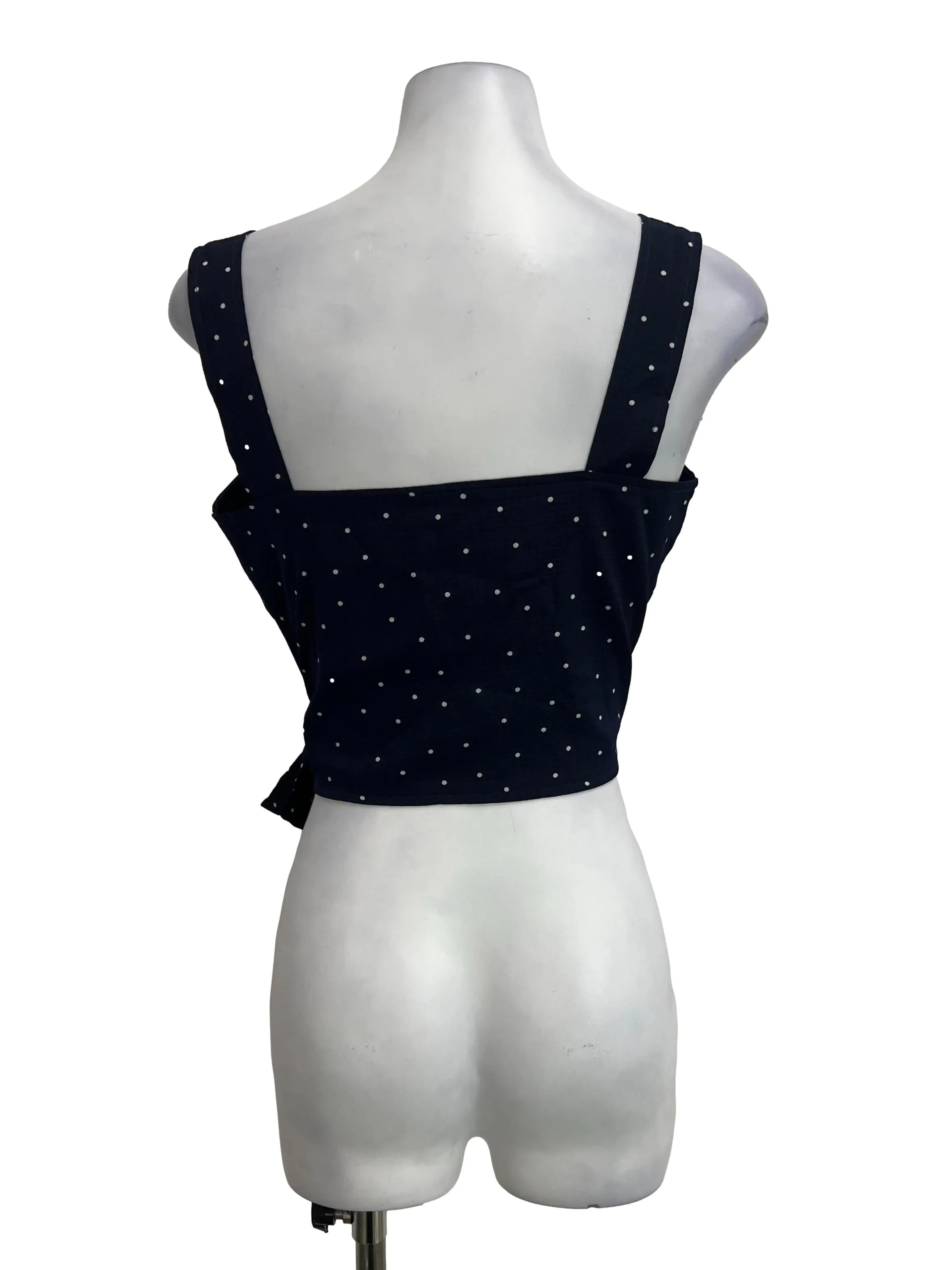 Navy Blue Polka Dot Top