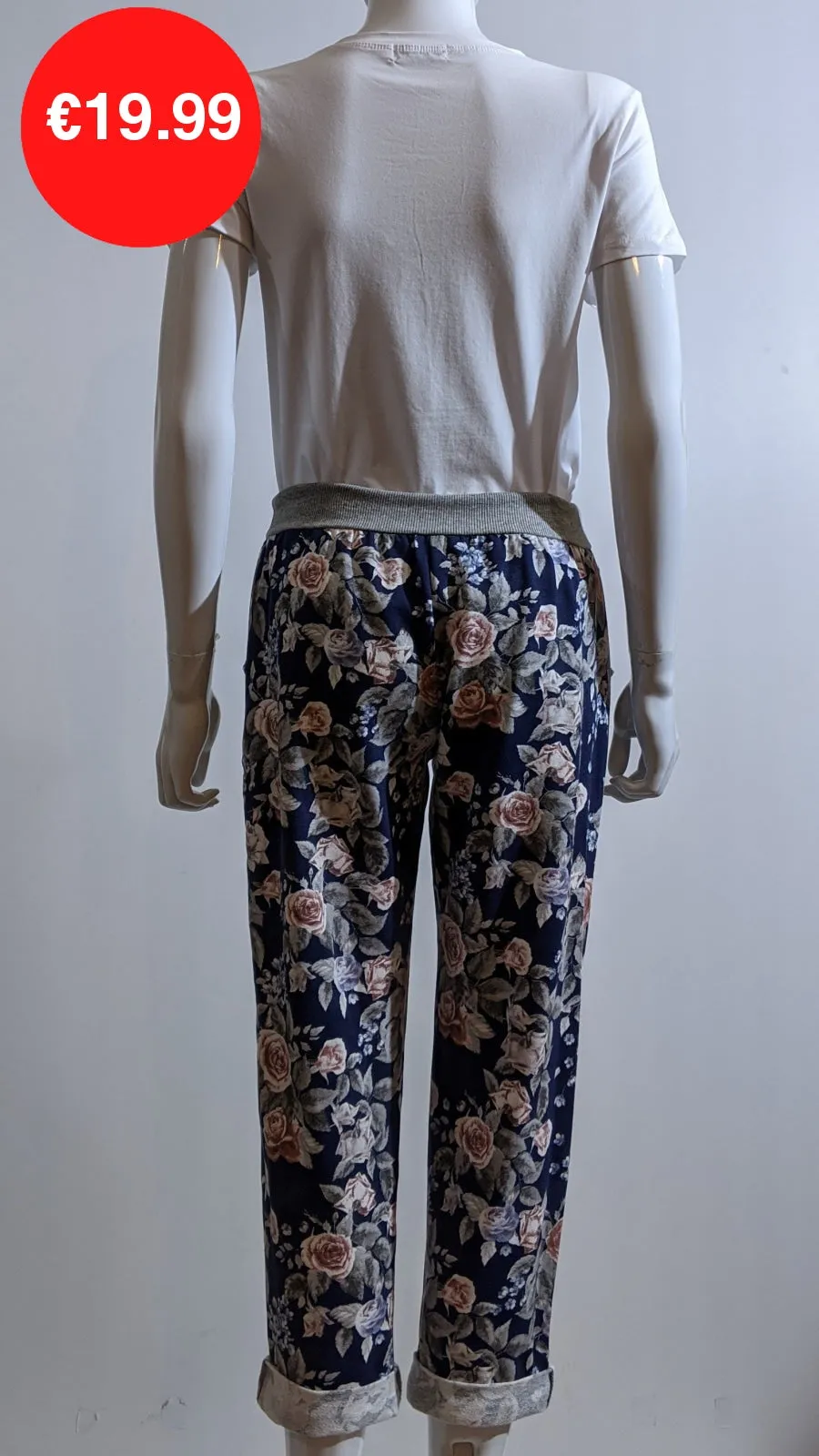 Navy Floral Print Magic Pants Joggers