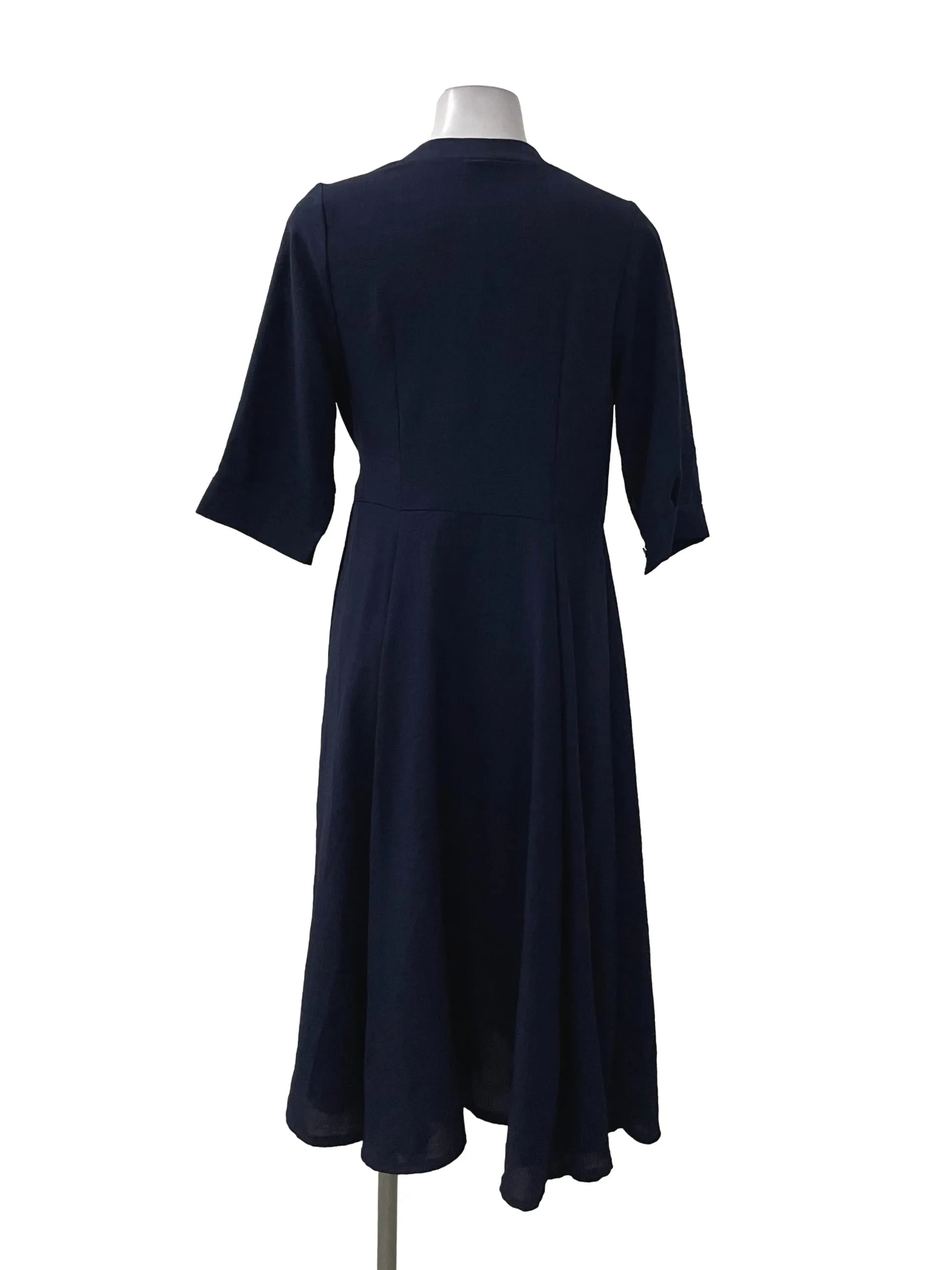 Navy Pleated Collar Dress