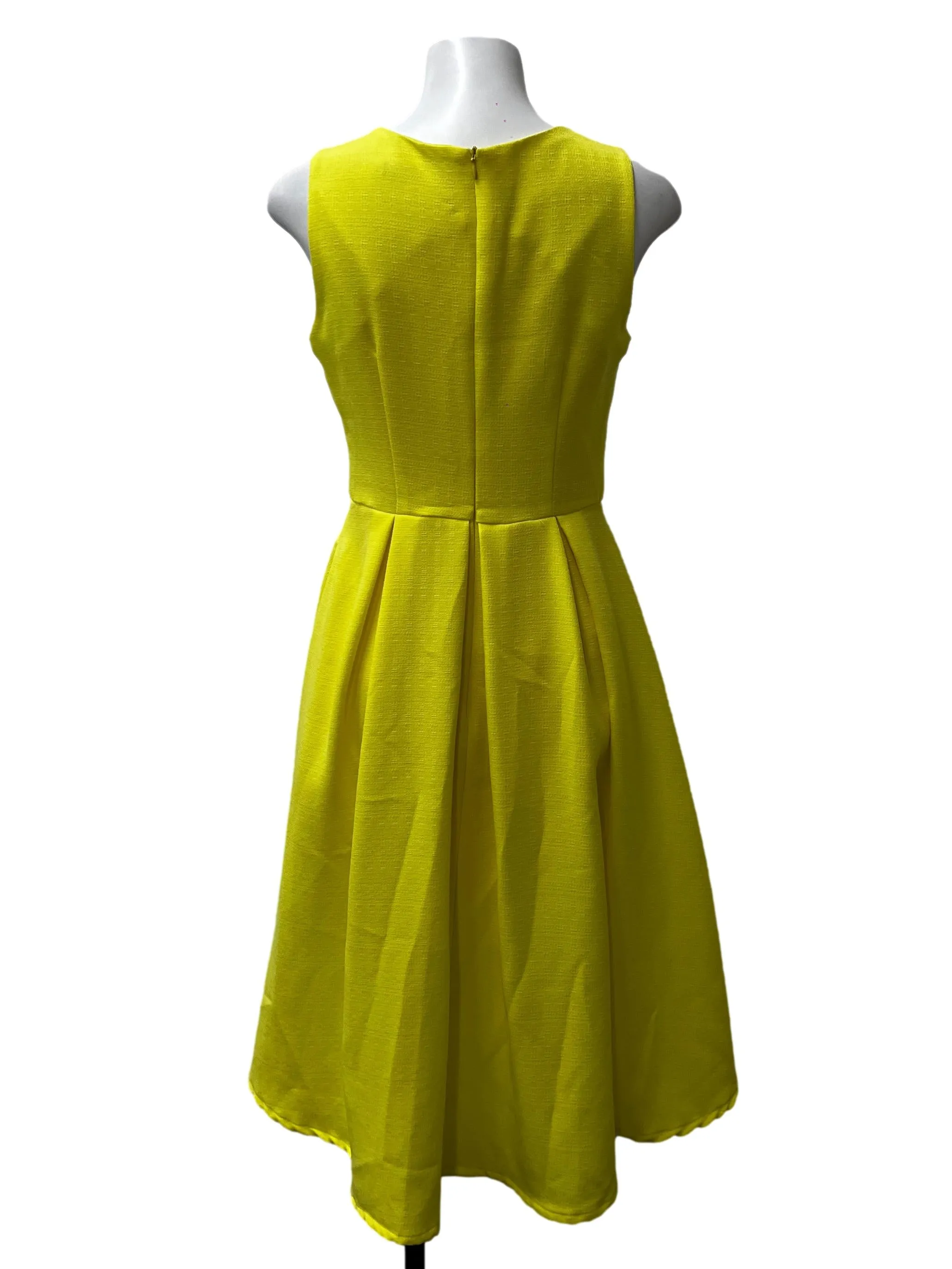 Neon Yellow Pleated Dress